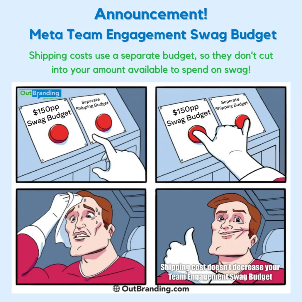 Image depicting shipping costs use a separate budget so they don't into your team engagement swag budget and the amount available to spend on swag.